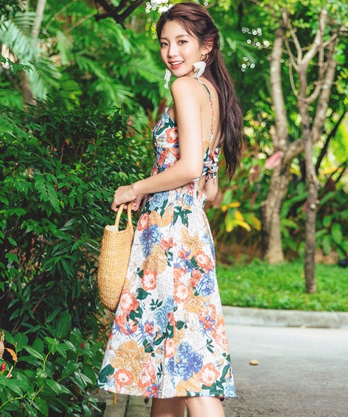 TeddyShop(テディショップ)の「レディース フローラル柄バックリボンサマードレスワンピ(ワンピース・レディース・ピンク・ONE SIZE)」の4枚目の写真