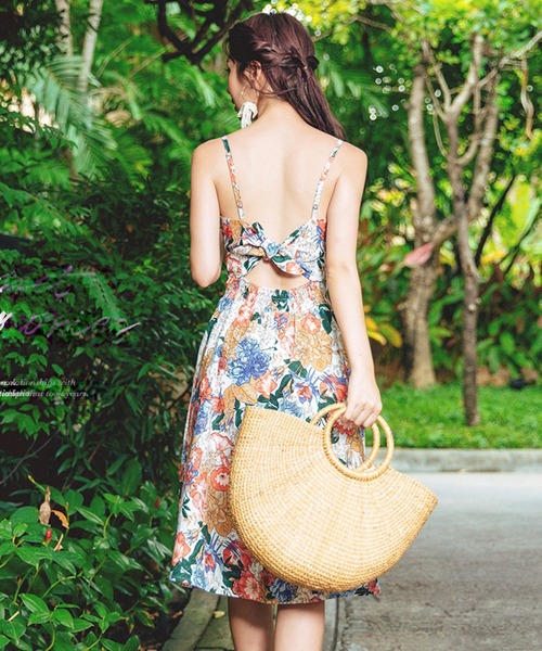 TeddyShop(テディショップ)の「レディース フローラル柄バックリボンサマードレスワンピ(ワンピース・レディース・ピンク・ONE SIZE)」の5枚目の写真