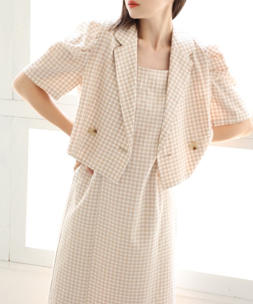 one after another NICE CLAUP（ワンアフターアナザーナイスクラップ）の「【WEB限定】ショートテーラードジャケット（テーラードジャケット・レディース・ベージュ系その他/ブラウン/オレンジ/ブラック/ブルー系その他・FREE）」の3枚目の写真