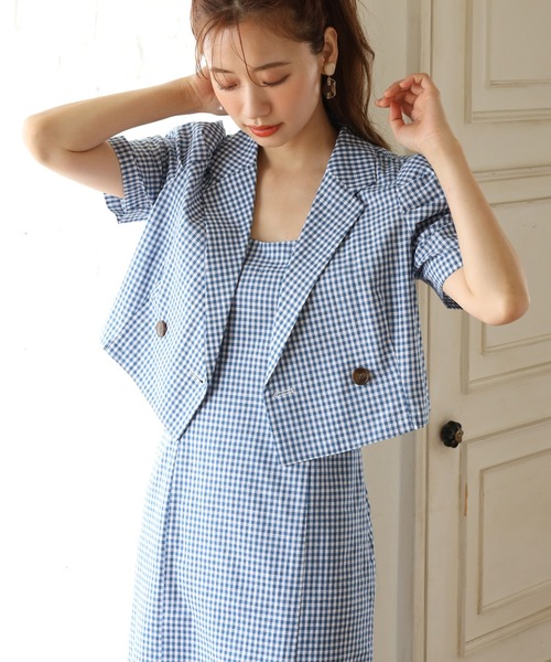 one after another NICE CLAUP（ワンアフターアナザーナイスクラップ）の「【WEB限定】ショートテーラードジャケット（テーラードジャケット・レディース・ベージュ系その他/ブラウン/オレンジ/ブラック/ブルー系その他・FREE）」の4枚目の写真