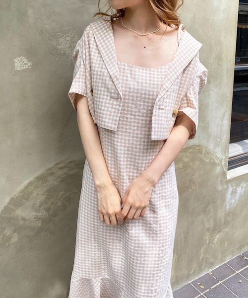 one after another NICE CLAUP（ワンアフターアナザーナイスクラップ）の「【WEB限定】ショートテーラードジャケット（テーラードジャケット・レディース・ベージュ系その他/ブラウン/オレンジ/ブラック/ブルー系その他・FREE）」の14枚目の写真