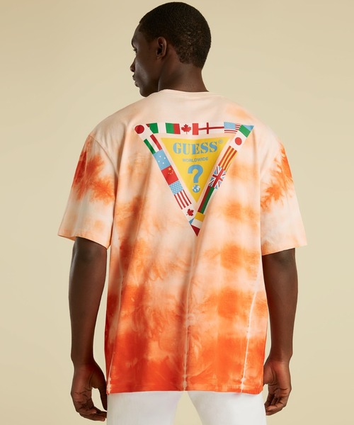 Guess(ゲス)の「GUESS Originals SU GAMES Tie Dye Triangle Logo Tee(Tシャツ/カットソー・メンズ・オレンジ/ブルー・SMALL/MEDIUM/LARGE/X-LARGE)」の1枚目の写真