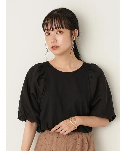 earth music&ecology（アースミュージックアンドエコロジー）の「パフスリーブカットプルオーバー ＊（Tシャツ/カットソー・レディース・ミント/ブラック/オフホワイト/ブラウン・FREE）」の5枚目の写真