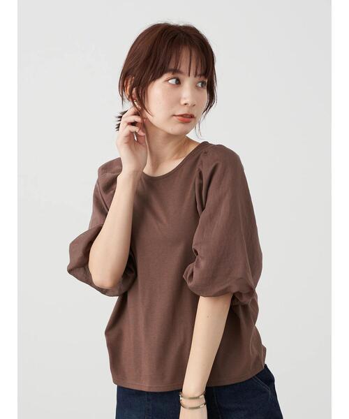 earth music&ecology（アースミュージックアンドエコロジー）の「パフスリーブカットプルオーバー ＊（Tシャツ/カットソー・レディース・ミント/ブラック/オフホワイト/ブラウン・FREE）」の7枚目の写真