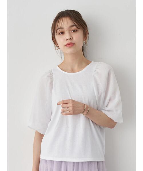 earth music&ecology（アースミュージックアンドエコロジー）の「パフスリーブカットプルオーバー ＊（Tシャツ/カットソー・レディース・ミント/ブラック/オフホワイト/ブラウン・FREE）」の9枚目の写真