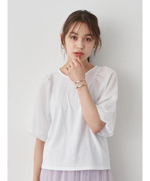 earth music&ecology（アースミュージックアンドエコロジー）の「パフスリーブカットプルオーバー ＊（Tシャツ/カットソー・レディース・ミント/ブラック/オフホワイト/ブラウン・FREE）」の10枚目の写真