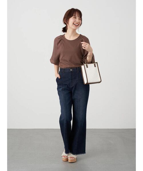 earth music&ecology（アースミュージックアンドエコロジー）の「パフスリーブカットプルオーバー ＊（Tシャツ/カットソー・レディース・ミント/ブラック/オフホワイト/ブラウン・FREE）」の19枚目の写真