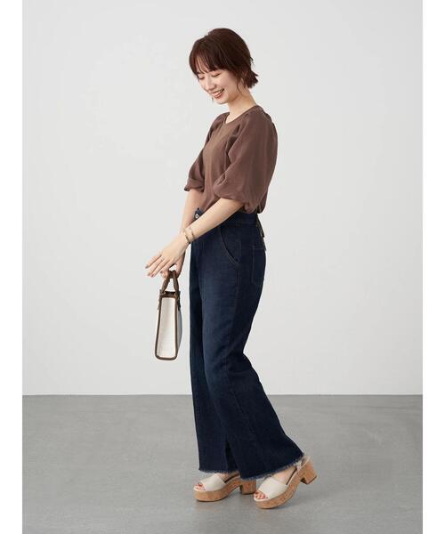 earth music&ecology（アースミュージックアンドエコロジー）の「パフスリーブカットプルオーバー ＊（Tシャツ/カットソー・レディース・ミント/ブラック/オフホワイト/ブラウン・FREE）」の20枚目の写真