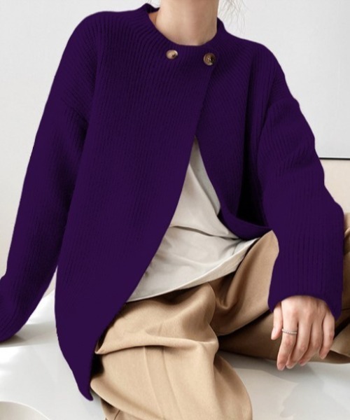 ABITOKYO(アビトーキョー)の「フロントダブルボタンデザインカーディガン(カーディガン/ボレロ・レディース・ブラウン/ベージュ/アイボリー/ブラック/キャメル/チャコールグレー/ブルーグレー/ダークパープル・FREE)」の7枚目の写真