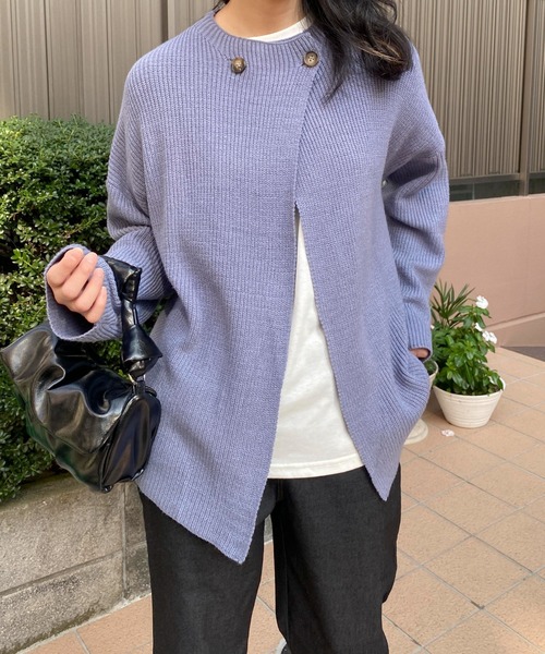 ABITOKYO(アビトーキョー)の「フロントダブルボタンデザインカーディガン(カーディガン/ボレロ・レディース・ブラウン/ベージュ/アイボリー/ブラック/キャメル/チャコールグレー/ブルーグレー/ダークパープル・FREE)」の5枚目の写真