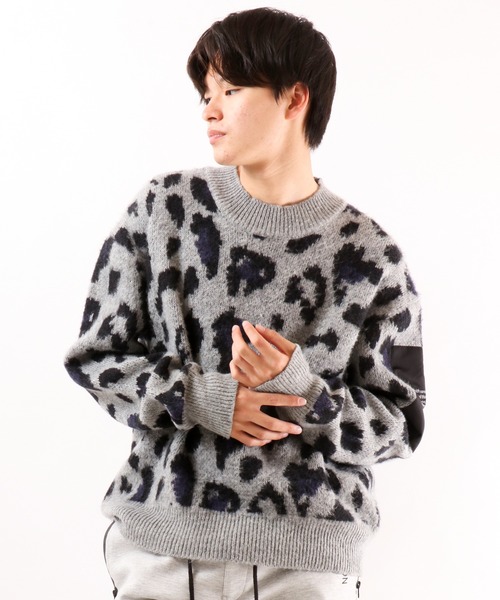 RE730(アールイーセブンサーティー)の「RE730 モヘアタッチレオパード柄ビックシルエットクルーネック ハイゲージニット(ニット/セーター・メンズ・ベージュ/イエロー/ブルー/グレー・XL/L/M)」の16枚目の写真