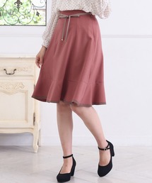 グログランリボン配色フレアスカート