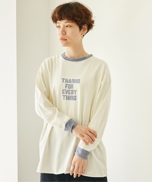 nitca（ニトカ）の「スワイスワイ天竺 ロンT（Tシャツ/カットソー・レディース・ホワイト/ホワイト×ネイビー・FREE）」の2枚目の写真