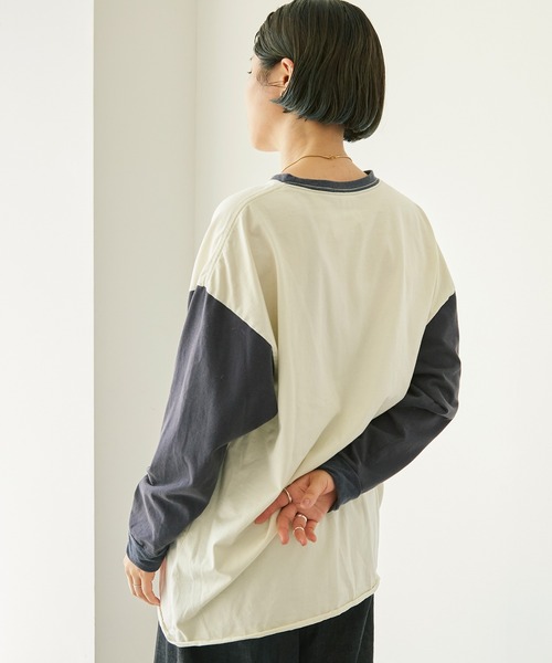 nitca（ニトカ）の「スワイスワイ天竺 ロンT（Tシャツ/カットソー・レディース・ホワイト/ホワイト×ネイビー・FREE）」の10枚目の写真