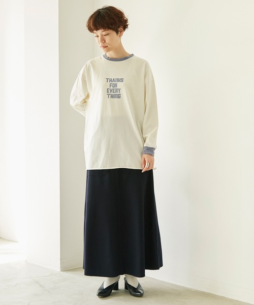 nitca（ニトカ）の「スワイスワイ天竺 ロンT（Tシャツ/カットソー・レディース・ホワイト/ホワイト×ネイビー・FREE）」の4枚目の写真