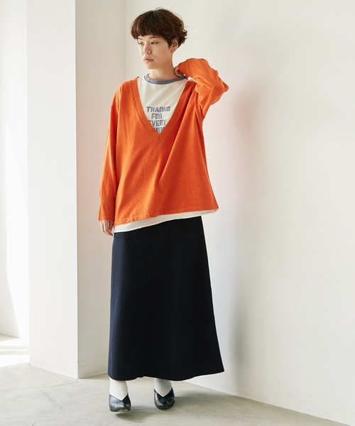 nitca（ニトカ）の「スワイスワイ天竺 ロンT（Tシャツ/カットソー・レディース・ホワイト/ホワイト×ネイビー・FREE）」の16枚目の写真