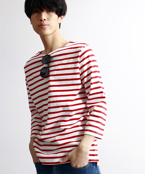 WEGO（ウィゴー）の「WEGO/スタンダードバスク7分袖シャツ（Tシャツ/カットソー・メンズ・オフホワイト/ブラック/ブルー/ターコイズブルー/ネイビー/レッド・LARGE/MEDIUM）」の6枚目の写真