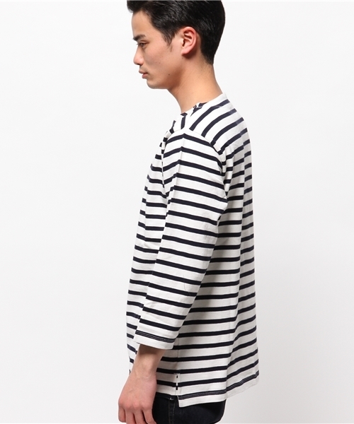 WEGO（ウィゴー）の「WEGO/スタンダードバスク7分袖シャツ（Tシャツ/カットソー・メンズ・オフホワイト/ブラック/ブルー/ターコイズブルー/ネイビー/レッド・LARGE/MEDIUM）」の12枚目の写真