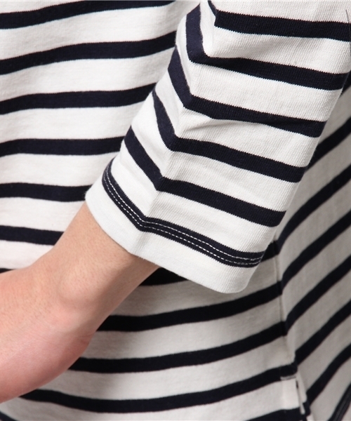 WEGO（ウィゴー）の「WEGO/スタンダードバスク7分袖シャツ（Tシャツ/カットソー・メンズ・オフホワイト/ブラック/ブルー/ターコイズブルー/ネイビー/レッド・LARGE/MEDIUM）」の7枚目の写真