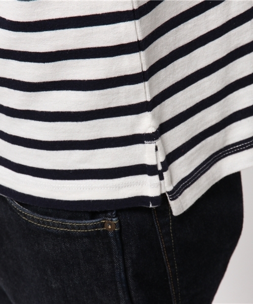 WEGO（ウィゴー）の「WEGO/スタンダードバスク7分袖シャツ（Tシャツ/カットソー・メンズ・オフホワイト/ブラック/ブルー/ターコイズブルー/ネイビー/レッド・LARGE/MEDIUM）」の8枚目の写真