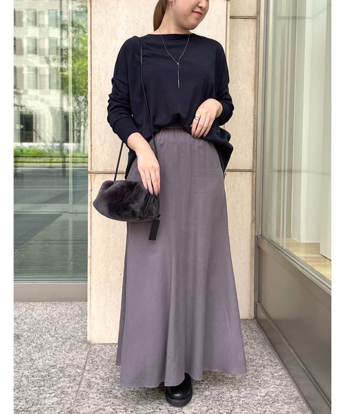 RIVE DROITE（リヴドロワ）の「軽やかで上品な素材が女性らしさを演出　ツイルロングスカート（スカート・レディース・ベージュ/チャコールグレー・36/38）」の14枚目の写真