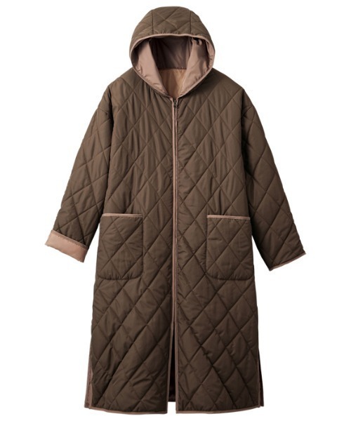 GeeRA（ジーラ）の「キルティングフーディロングコート（ダウンジャケット/コート・レディース・ブラック/アイボリー/カーキ/ブラウン・LARGE/XX-LARGE/X-LARGE/MEDIUM）」の7枚目の写真