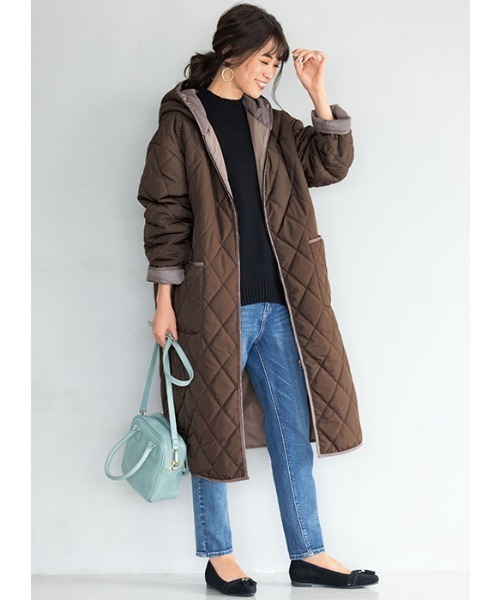 GeeRA（ジーラ）の「キルティングフーディロングコート（ダウン