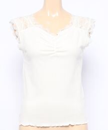 Vネックレースタンクトップス