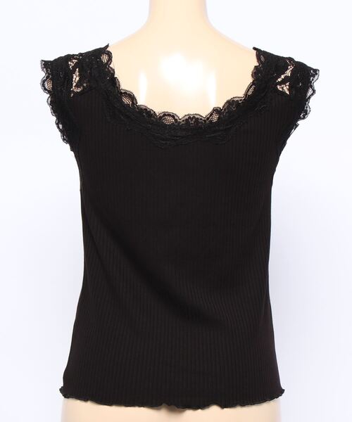 INGNI（イング）の「Vネックレースタンクトップス（タンクトップ・レディース・ブラック/オフホワイト・M）」の4枚目の写真