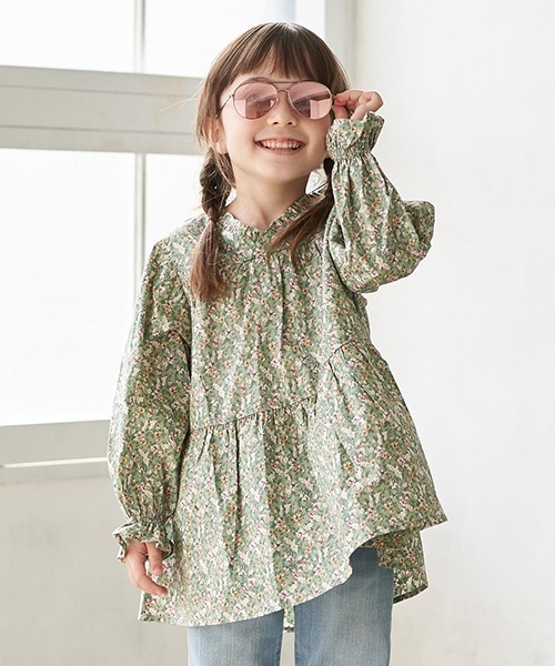 b・ROOM（ビールーム）の「花柄ティアードチュニックブラウス（シャツ/ブラウス・キッズ・アイボリー/グリーン/ピンク・120cm/130cm/90cm/110cm/100cm）」の15枚目の写真