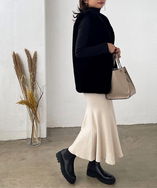 Shelly island（シェリーアイランド）の「エコファーベスト（ベスト・レディース・ブラック/ベージュ・M）」の7枚目の写真