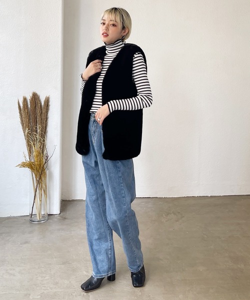 Shelly island（シェリーアイランド）の「エコファーベスト（ベスト・レディース・ブラック/ベージュ・M）」の14枚目の写真