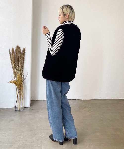 Shelly island（シェリーアイランド）の「エコファーベスト（ベスト・レディース・ブラック/ベージュ・M）」の15枚目の写真