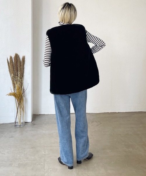 Shelly island（シェリーアイランド）の「エコファーベスト（ベスト・レディース・ブラック/ベージュ・M）」の16枚目の写真