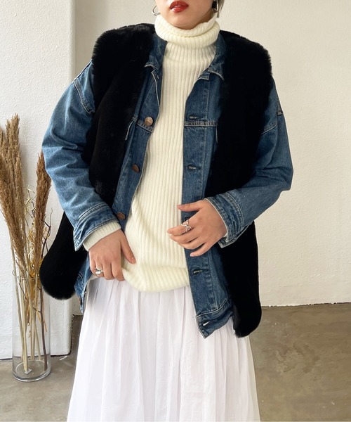 Shelly island（シェリーアイランド）の「エコファーベスト（ベスト・レディース・ブラック/ベージュ・M）」の17枚目の写真