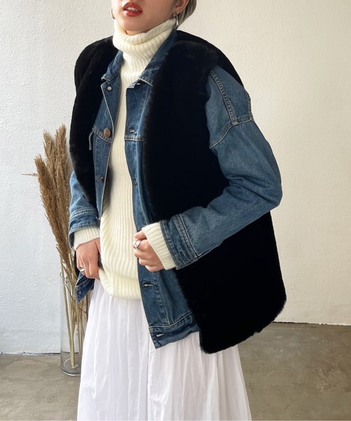 Shelly island（シェリーアイランド）の「エコファーベスト（ベスト・レディース・ブラック/ベージュ・M）」の18枚目の写真