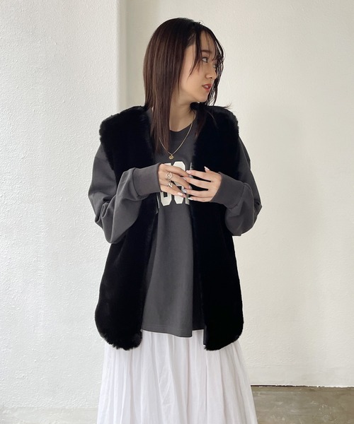 Shelly island（シェリーアイランド）の「エコファーベスト（ベスト・レディース・ブラック/ベージュ・M）」の19枚目の写真