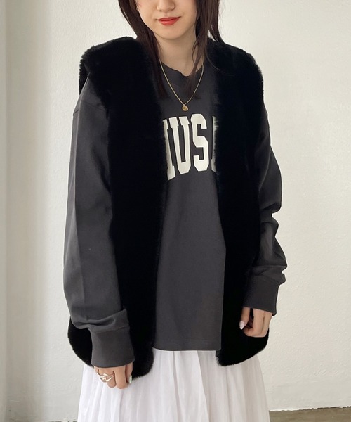 Shelly island（シェリーアイランド）の「エコファーベスト（ベスト・レディース・ブラック/ベージュ・M）」の21枚目の写真