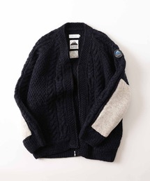 【HIMALAYAN CLIMBER'S HAND-KNIT 別注】ノーカラー ジップ カーディガン