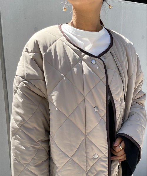 StyleSea（スタイルシー）の「キルティングリバーシブルコート（ノーカラーコート・レディース・アイボリー/ブラウン/ベージュ/ブラック/モカ・FREE）」の19枚目の写真