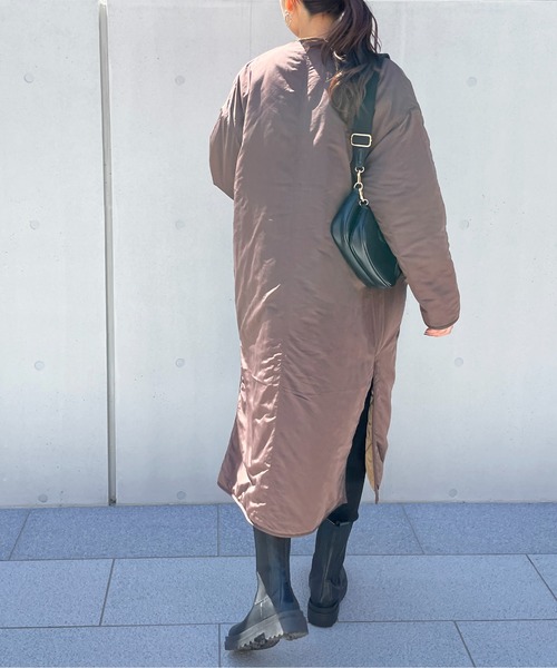 StyleSea（スタイルシー）の「キルティングリバーシブルコート（ノーカラーコート・レディース・アイボリー/ブラウン/ベージュ/ブラック/モカ・FREE）」の11枚目の写真