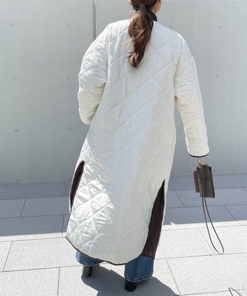 StyleSea（スタイルシー）の「キルティングリバーシブルコート（ノーカラーコート・レディース・アイボリー/ブラウン/ベージュ/ブラック/モカ・FREE）」の6枚目の写真