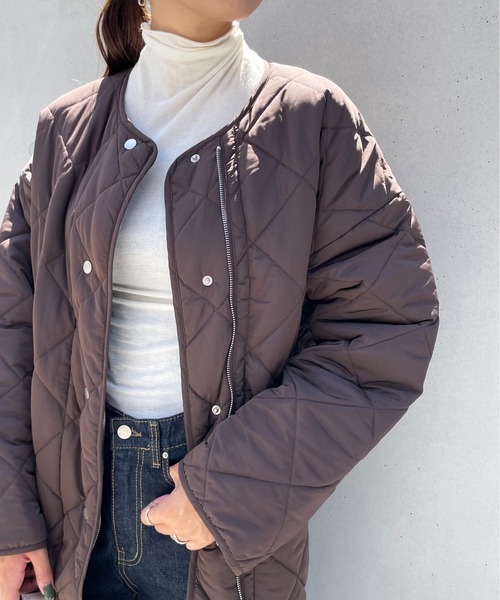 StyleSea（スタイルシー）の「キルティングリバーシブルコート（ノーカラーコート・レディース・アイボリー/ブラウン/ベージュ/ブラック/モカ・FREE）」の9枚目の写真