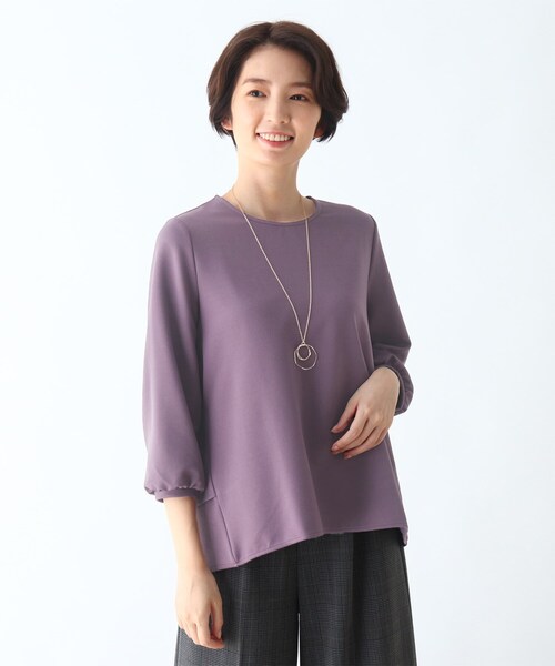 DRESKIP（ドレスキップ）の「◆ネックレス付きバックティアードプルオーバー（シャツ/ブラウス・レディース・ダークブラウン/ライトパープル/ライトグレー/ブラック・04/02/03）」の4枚目の写真