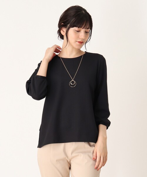 DRESKIP（ドレスキップ）の「◆ネックレス付きバックティアードプルオーバー（シャツ/ブラウス・レディース・ダークブラウン/ライトパープル/ライトグレー/ブラック・04/02/03）」の2枚目の写真