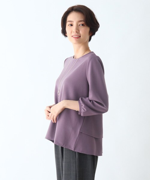 DRESKIP（ドレスキップ）の「◆ネックレス付きバックティアードプルオーバー（シャツ/ブラウス・レディース・ダークブラウン/ライトパープル/ライトグレー/ブラック・04/02/03）」の17枚目の写真