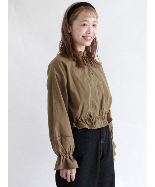 ehka sopo（エヘカソポ）の「ショート丈フリル衿ブラウス（シャツ/ブラウス・レディース・オフホワイト/カーキ/キナリ/ブラック・ﾌﾘ-）」の17枚目の写真