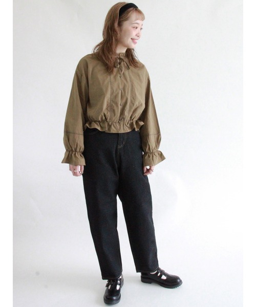 ehka sopo（エヘカソポ）の「ショート丈フリル衿ブラウス（シャツ/ブラウス・レディース・オフホワイト/カーキ/キナリ/ブラック・ﾌﾘ-）」の18枚目の写真