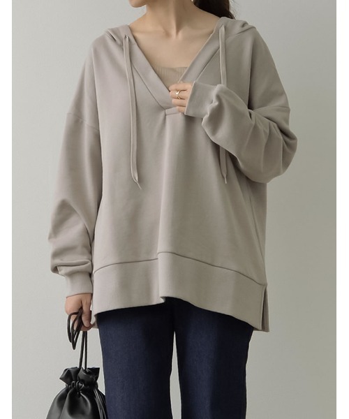 Re:EDIT(リエディ)の「スキッパースウェットパーカー(パーカー・レディース・オフホワイト/ミント/スミクロ/グレイッシュベージュ・MEDIUM/LARGE)」の3枚目の写真