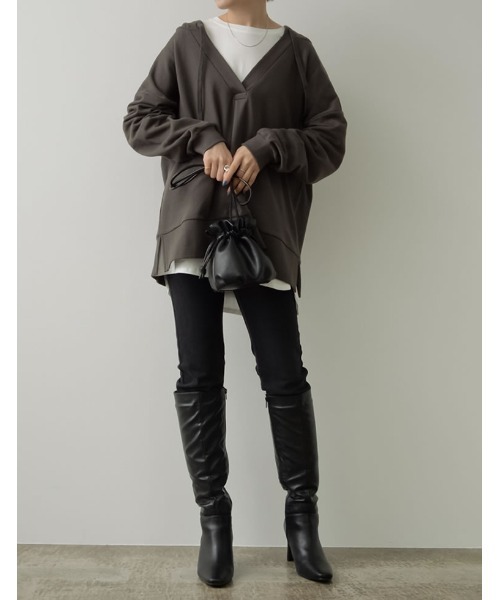 Re:EDIT(リエディ)の「スキッパースウェットパーカー(パーカー・レディース・オフホワイト/ミント/スミクロ/グレイッシュベージュ・MEDIUM/LARGE)」の18枚目の写真